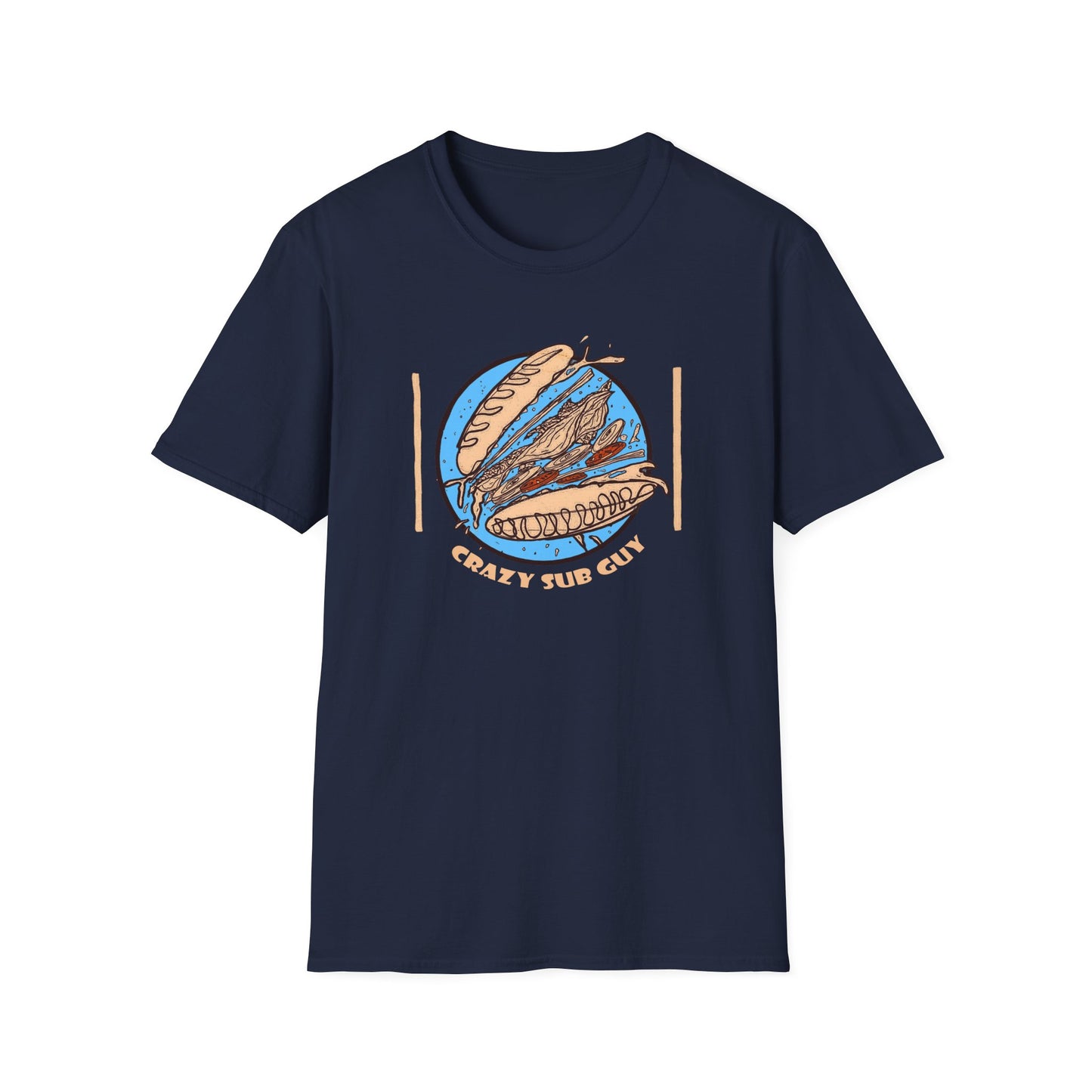 Crazy Sub Guy Tossed Sub Logo Unisex Softstyle T-Shirt