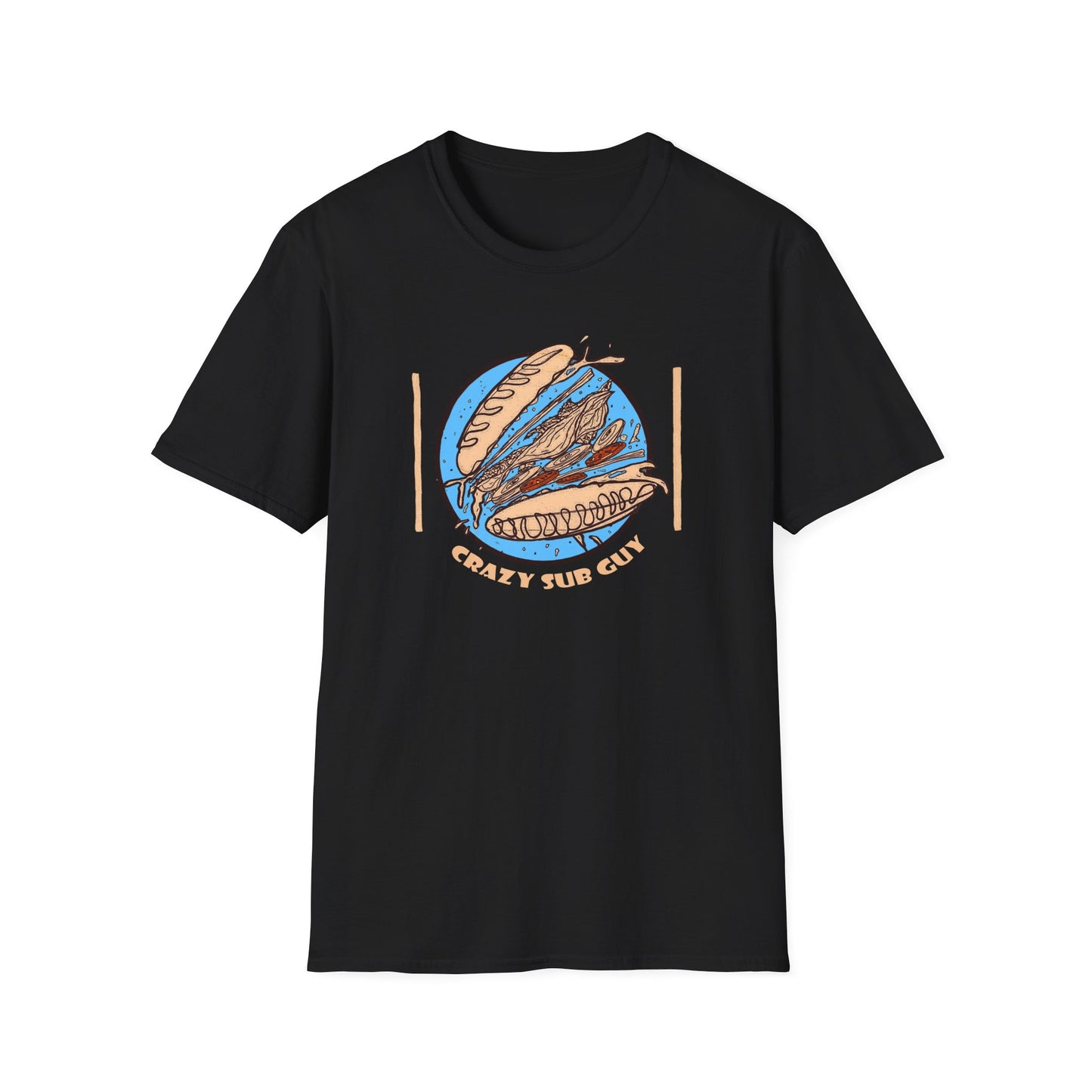 Crazy Sub Guy Tossed Sub Logo Unisex Softstyle T-Shirt