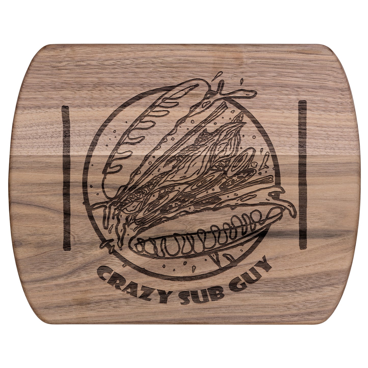 Crazy Sub Guy Tossed Sub Logo Hardwood Oval Cutting Board