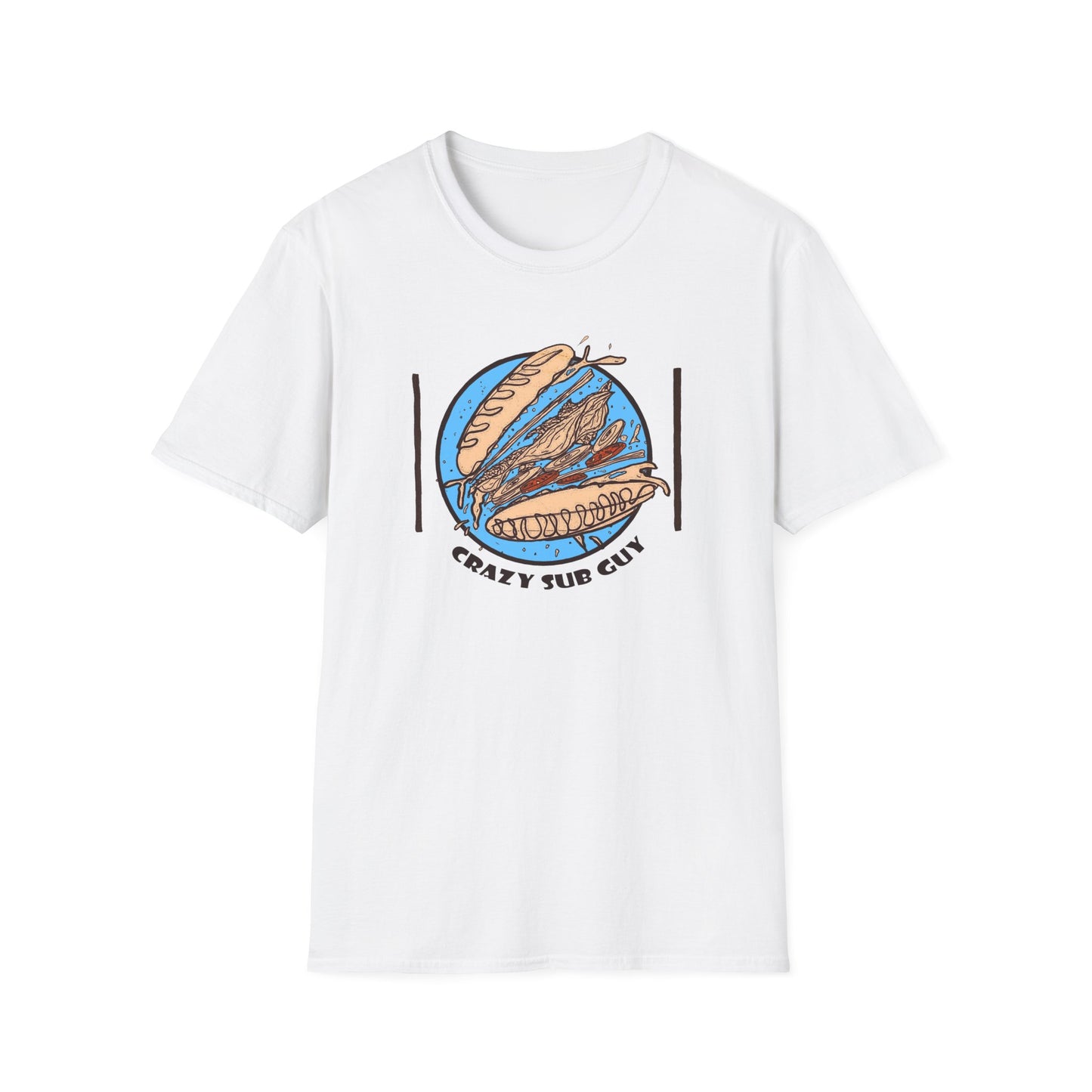 Crazy Sub Guy Tossed Sub Logo Unisex Softstyle T-Shirt