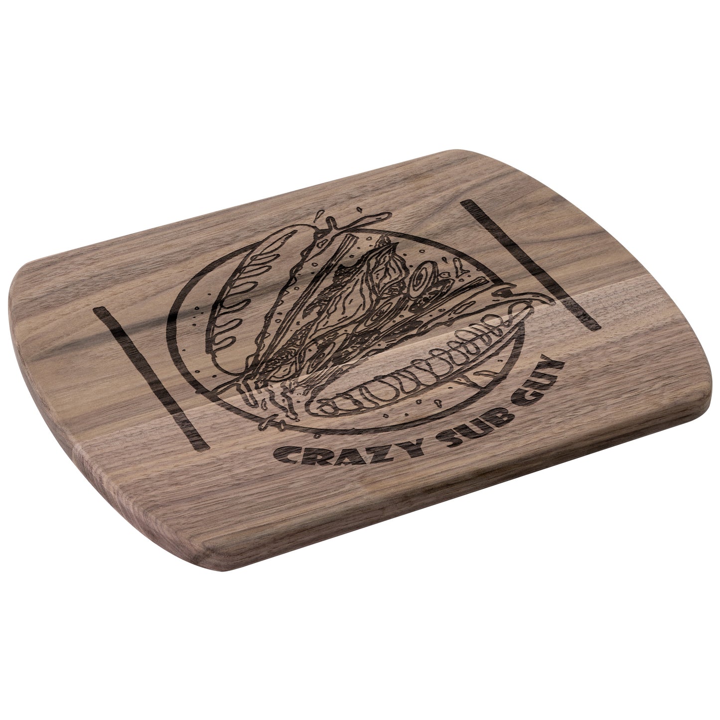 Crazy Sub Guy Tossed Sub Logo Hardwood Oval Cutting Board