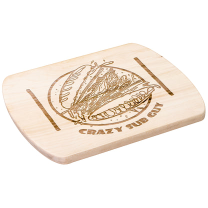 Crazy Sub Guy Tossed Sub Logo Hardwood Oval Cutting Board